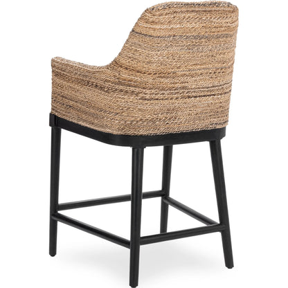 Rey Stool by Kosas Home in natural, beige. Made from banana leaf, mahogany wood, 100% polyester in a rustic style.