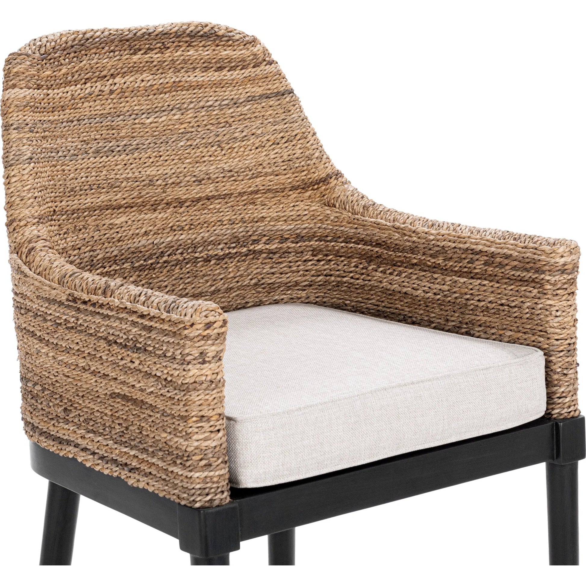 Rey Stool by Kosas Home in natural, beige. Made from banana leaf, mahogany wood, 100% polyester in a rustic style.