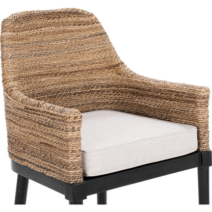 Rey Stool by Kosas Home in natural, beige. Made from banana leaf, mahogany wood, 100% polyester in a rustic style.