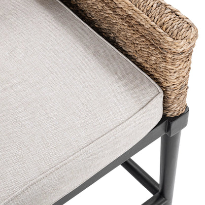 Rey Stool by Kosas Home in natural, beige. Made from banana leaf, mahogany wood, 100% polyester in a rustic style.