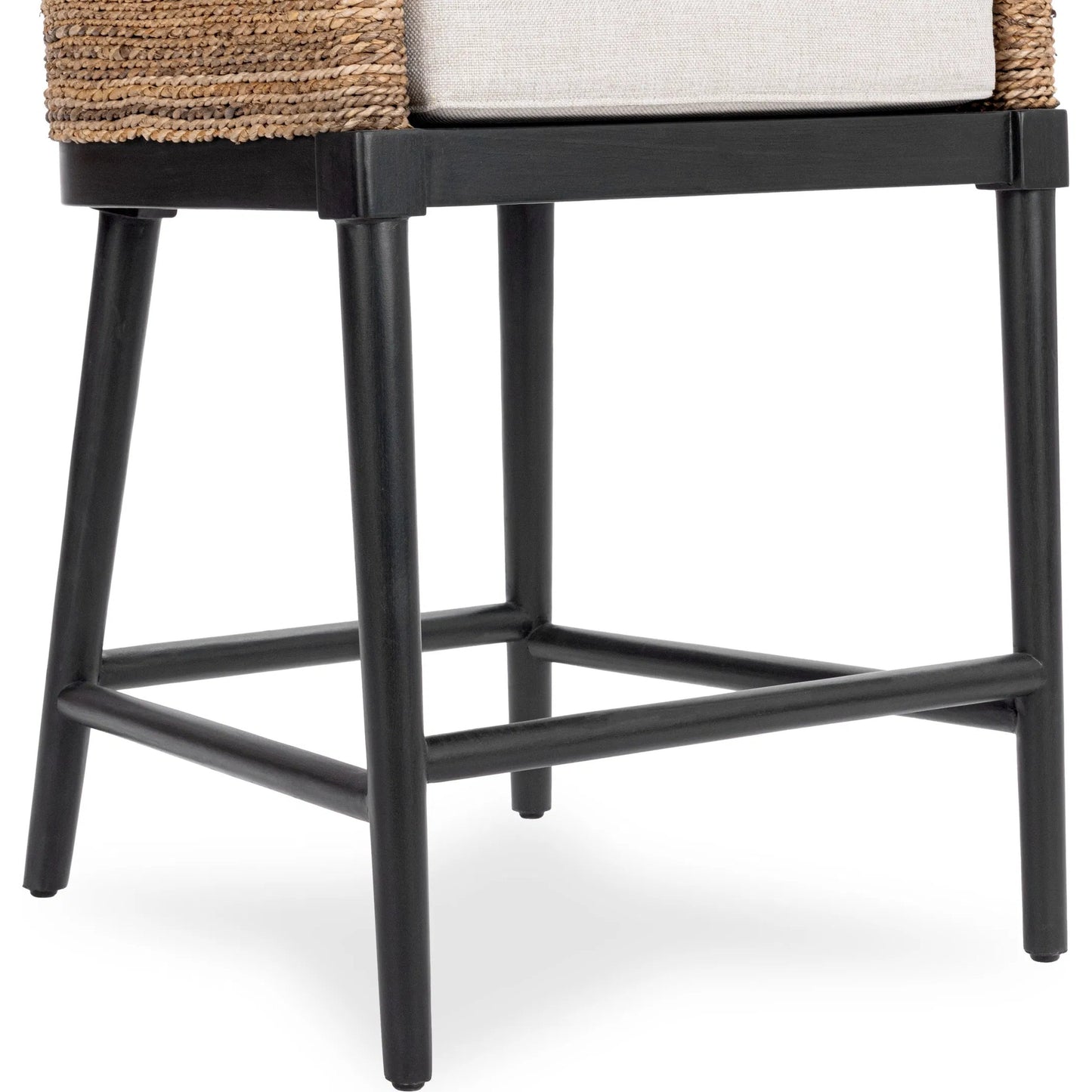 007 SI-2518864 | Closeup | Rey Stool by Kosas Home in natural, beige. Made from banana leaf, mahogany wood, 100% polyester in a rustic style.