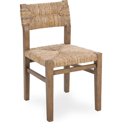 Meryn Dining Chair (Set of 2) by Kosas Home in brown wash. Made from banana bark, mahogany wood in a transitional style.