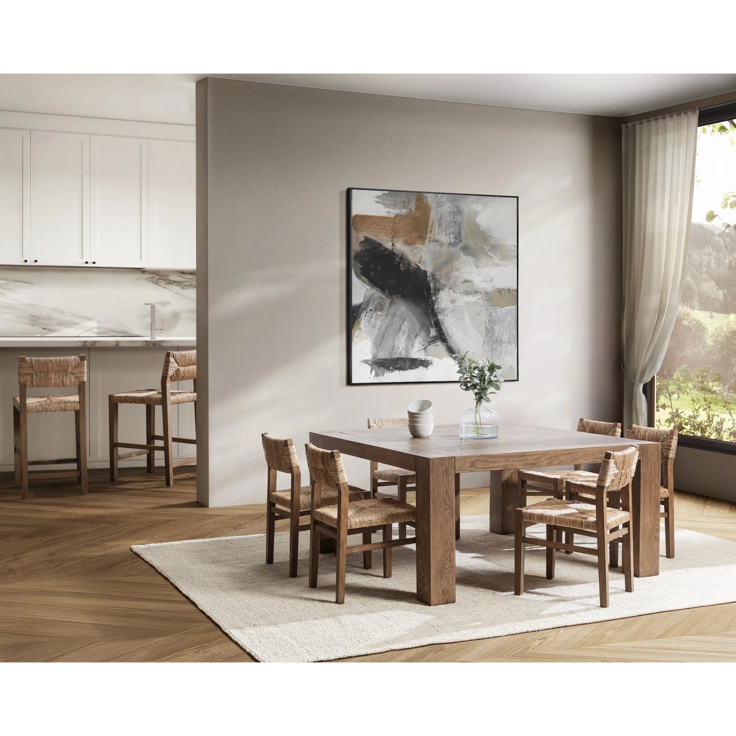 007 SI-2518865 | Lifestyle | Meryn Dining Chair (Set of 2) by Kosas Home in brown wash. Made from banana bark, mahogany wood in a transitional style.