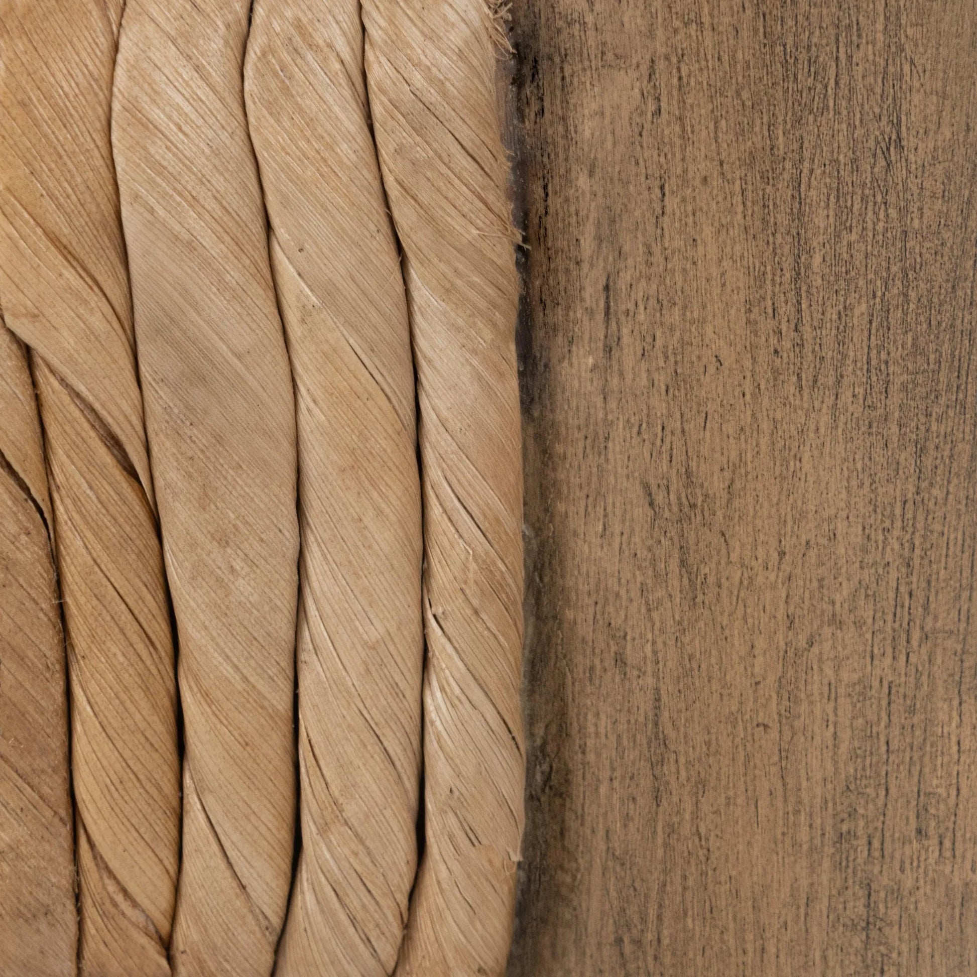 Zaylen Bench by Kosas Home in brown wash. Made from banana bark, mahogany wood in a rustic style.