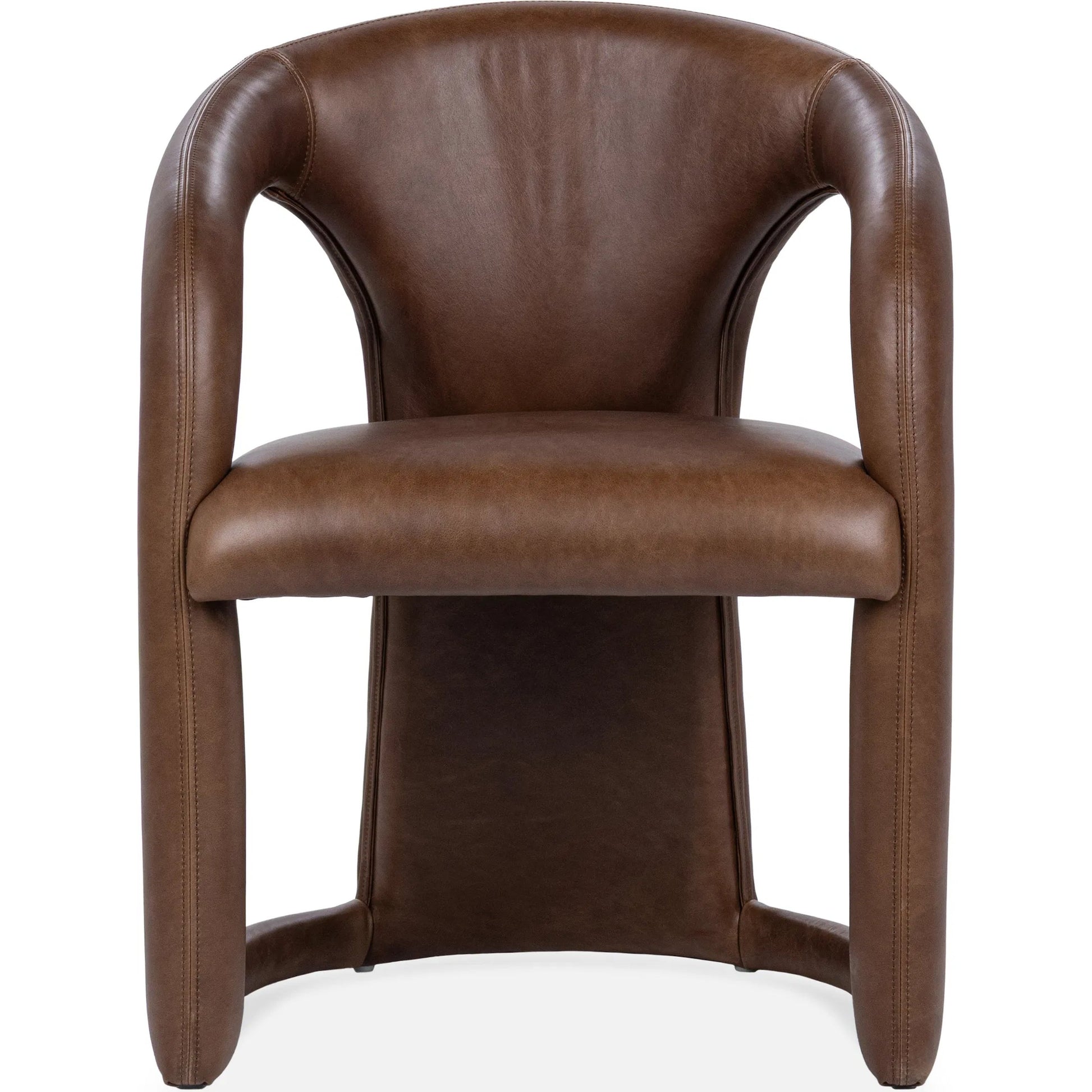 Archie Dining Chair by Classic Home in bison brown. Made from top grain leather in a traditional style.