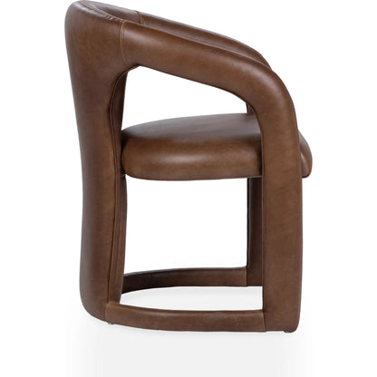 Archie Dining Chair by Classic Home in bison brown. Made from top grain leather in a traditional style.
