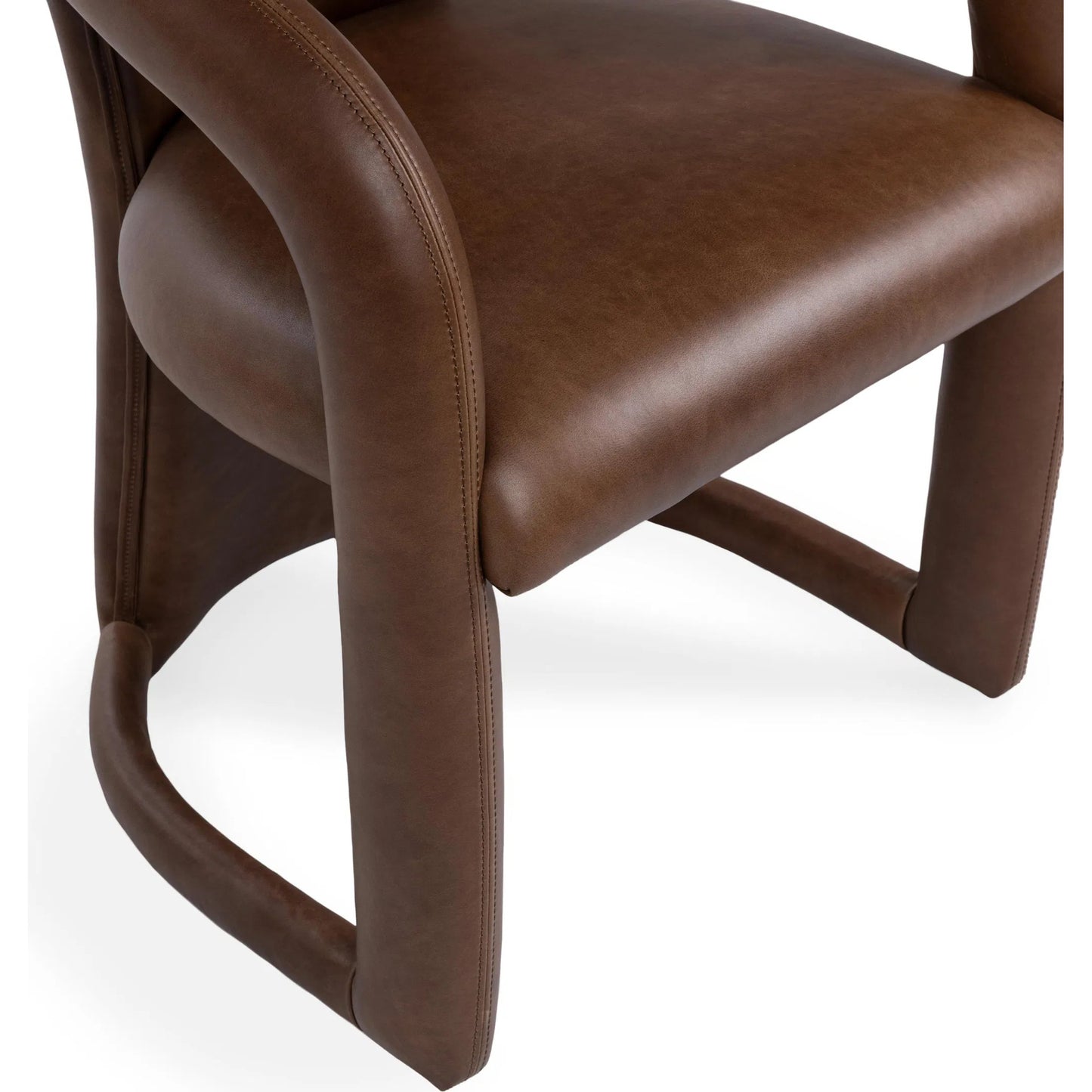 004 SI-2518861 | Closeup | Archie Dining Chair by Classic Home in bison brown. Made from top grain leather in a traditional style.
