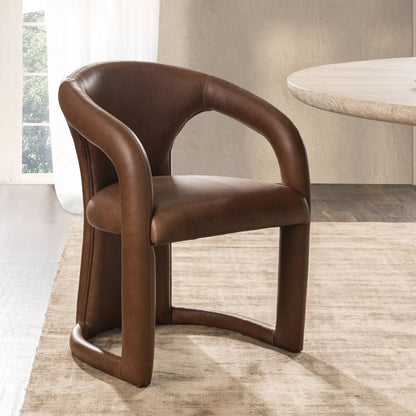 Archie Dining Chair by Classic Home in bison brown. Made from top grain leather in a traditional style.