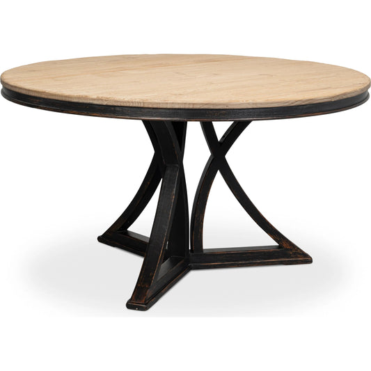 Flying Buttress Dining Table by Sarreid Ltd. in black. Made from pine in a unique style.