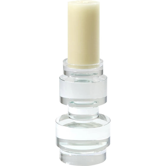 Brilliant Round Pillar Holder by Global Views. Made from crystal in a transitional style.