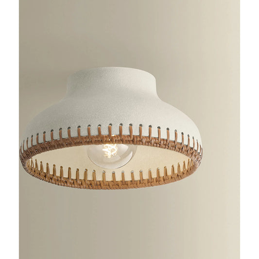 Southfields Flush Mount by Hudson Valley in aged brass, ceramic cream pebble. Made from ceramic in a unique style.