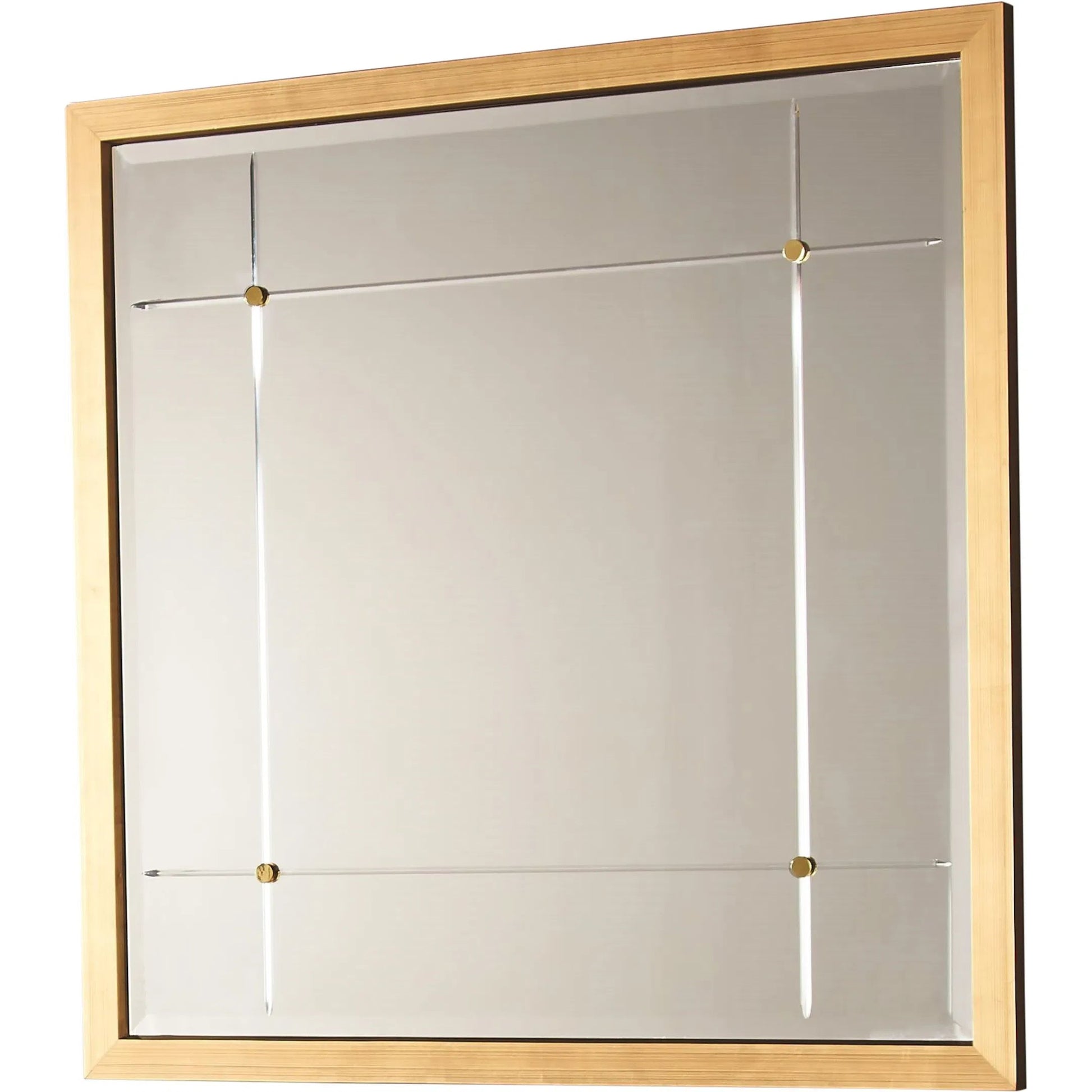 Beaumont Square Mirror by Global Views in silver leaf, nickel, brass. Made from mdf, mirror in a transitional style.