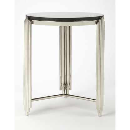 Khalifa End Table by Butler Specialty Company in black and metalworks. Made from stanless steel, granite in a modern style.
