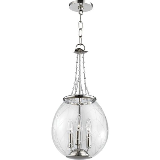 Pierce Pendant by Hudson Valley in polished nickel. Made from brass in a traditional style.