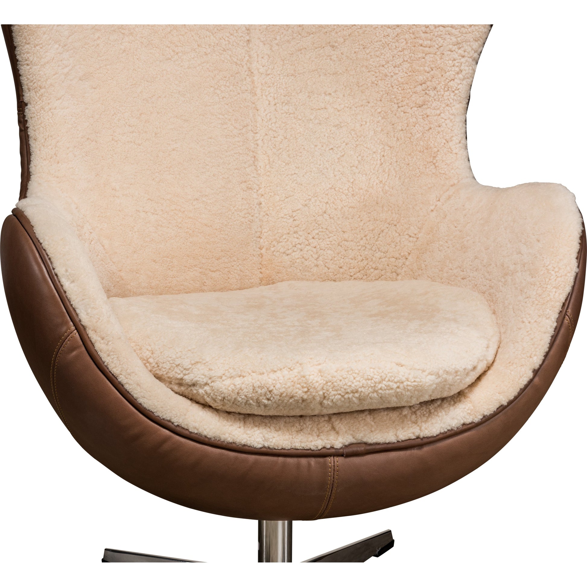 Jacobean Mid Century Egg Chair by Sarreid Ltd. in brown and cocoa nut brown leather exterior. Made from leather, metal in a modern style.