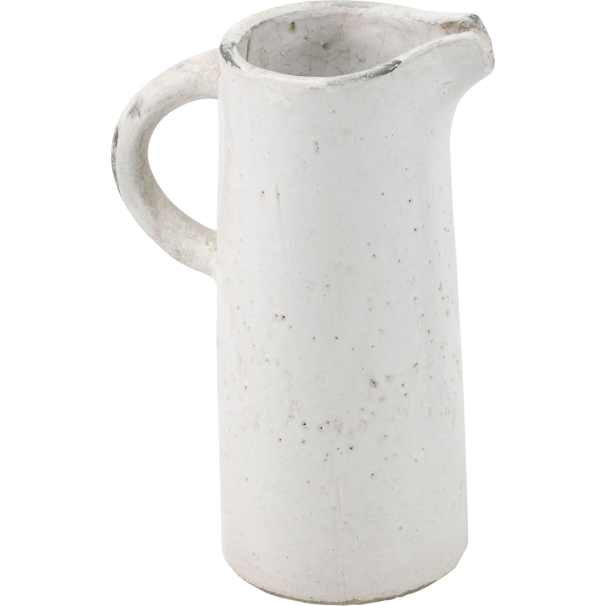 French Country Pitcher by Zentique in distressed white and stoneware. Made from stoneware in a modern style.