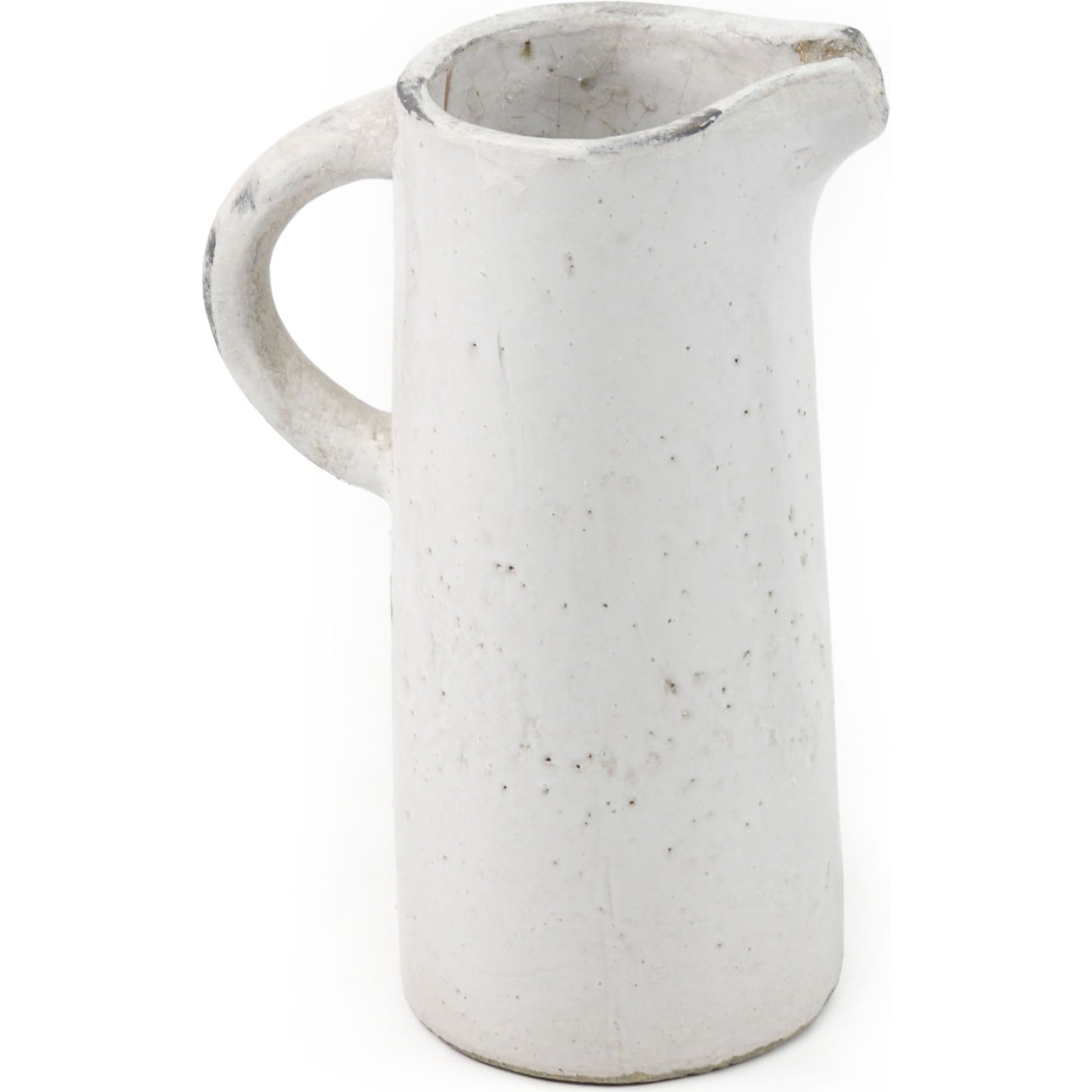 French Country Pitcher by Zentique in distressed white and stoneware. Made from stoneware in a modern style.
