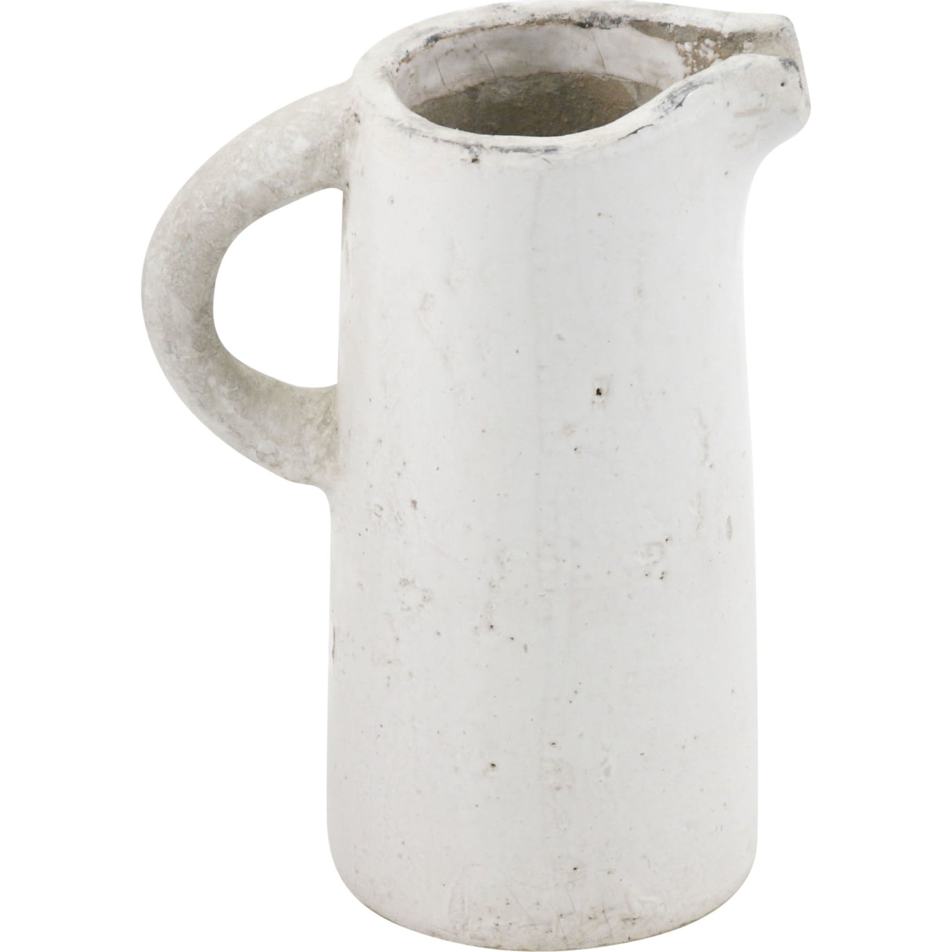 French Country Pitcher by Zentique in distressed white and stoneware. Made from stoneware in a modern style.