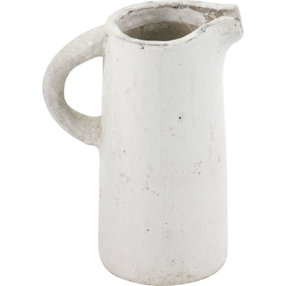 French Country Pitcher by Zentique in distressed white and stoneware. Made from stoneware in a modern style.