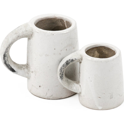 French Country Distressed Pitcher by Zentique in distressed white and stoneware. Made from stoneware in a modern style.