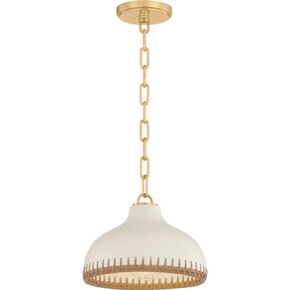 Southfields Pendant by Hudson Valley in aged brass, ceramic cream pebble. Made from ceramic in a unique style.