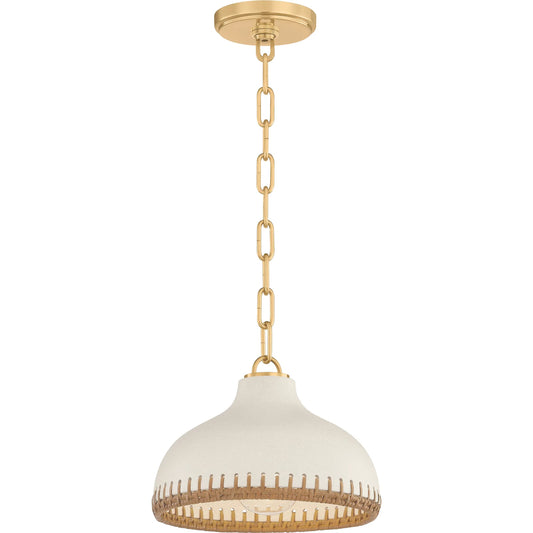 Southfields Pendant by Hudson Valley in aged brass, ceramic cream pebble. Made from ceramic in a unique style.