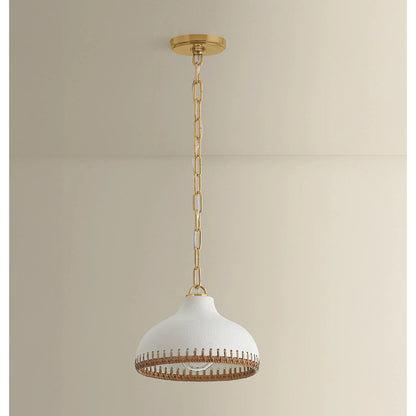 Southfields Pendant by Hudson Valley in aged brass, ceramic cream pebble. Made from ceramic in a unique style.