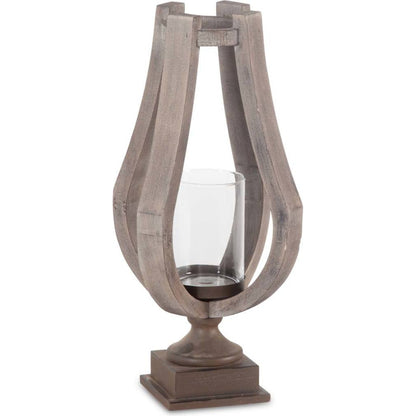 Brillion Rustic Wood Metal Table Candle Holder by Mercana in beige. Made from unique in a coastal style.