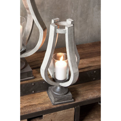 Brillion Rustic Wood Metal Table Candle Holder by Mercana in beige. Made from unique in a coastal style.