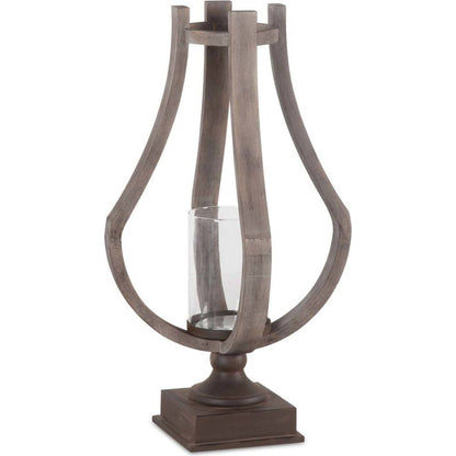 Brillion Rustic Wood Metal Table Candle Holder by Mercana in beige. Made from unique in a coastal style.