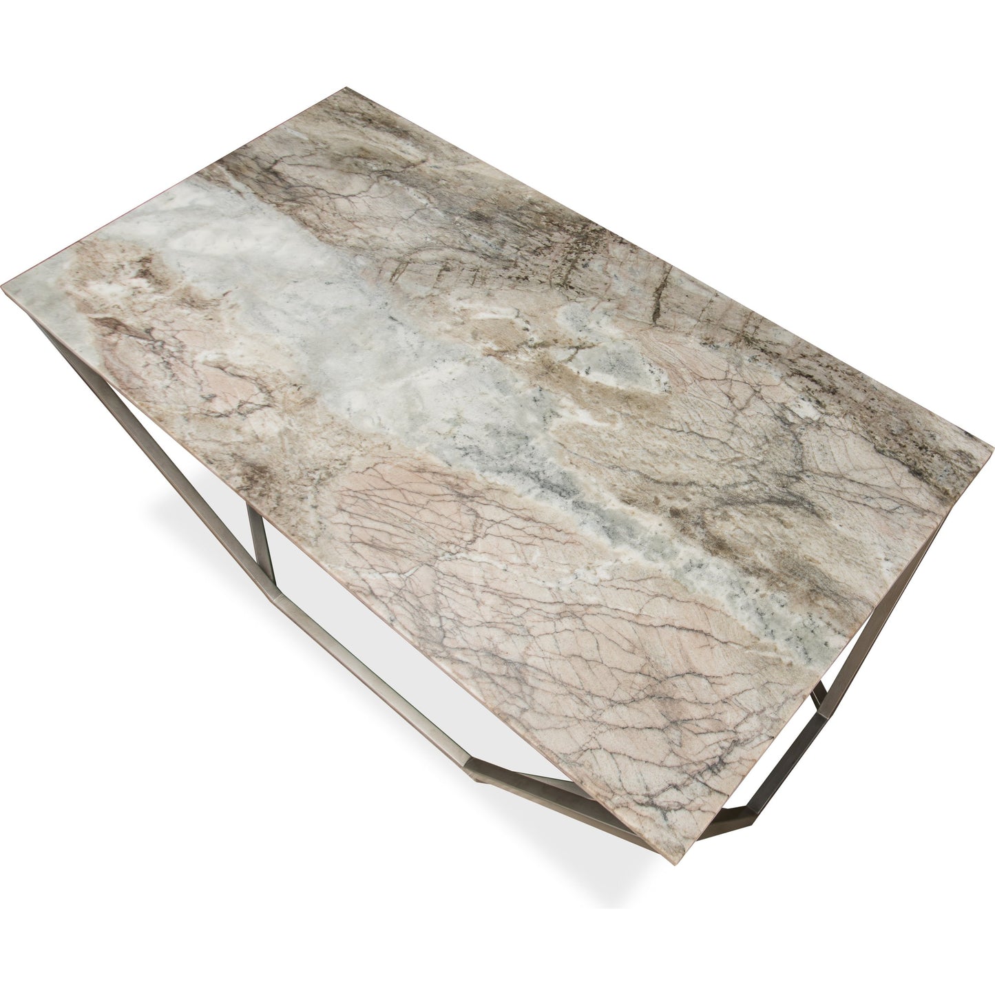 003 SR-858233 | Additional Silo | Trapezoid Coffee Table by Sarreid Ltd. in black and marble top w/unusual veining. Made from marble, iron in a modern style.