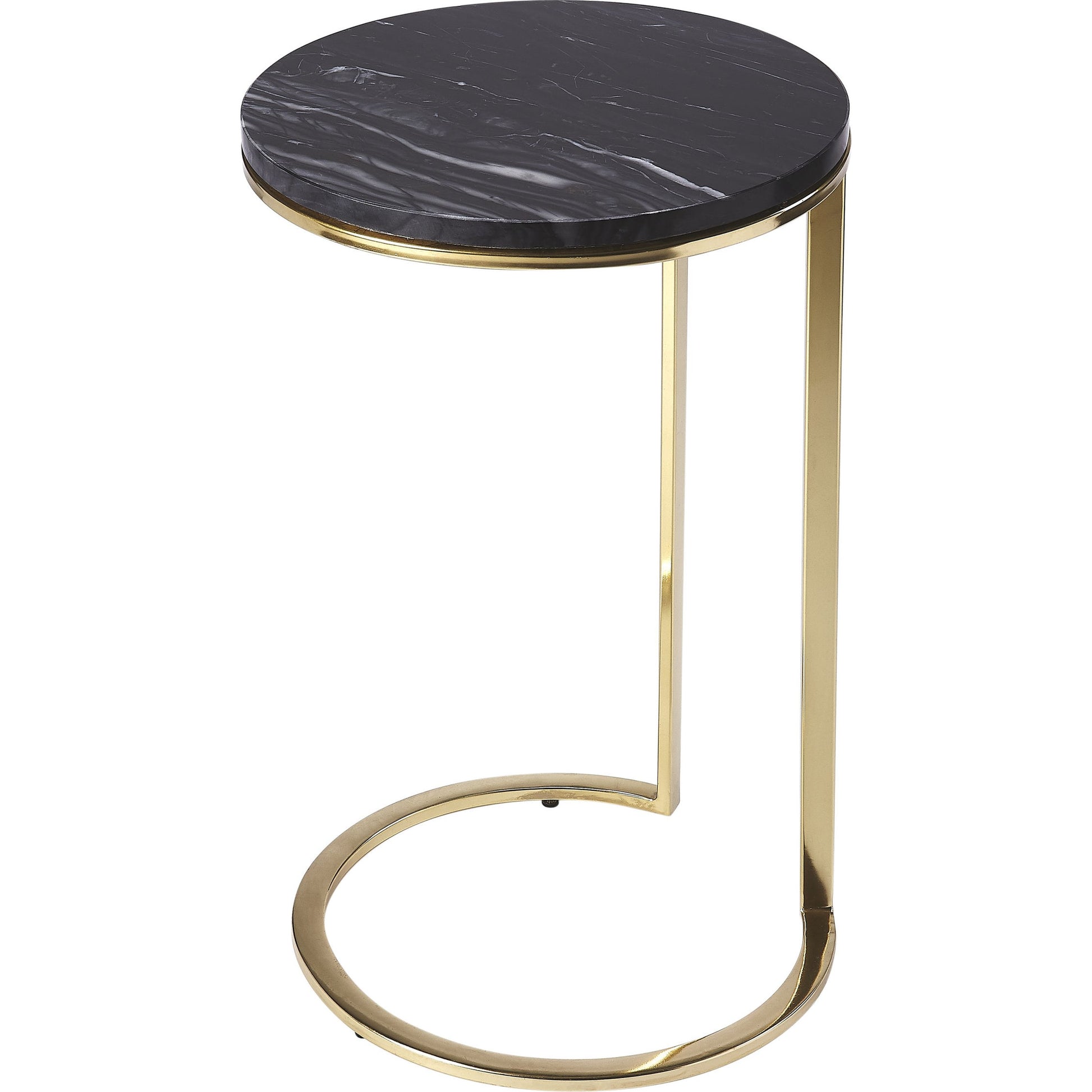 Martel Marble & Metal Side Table by Butler Specialty Company in multi-color and polished gold. Made from gold plated stainless steel, marble in a modern style.