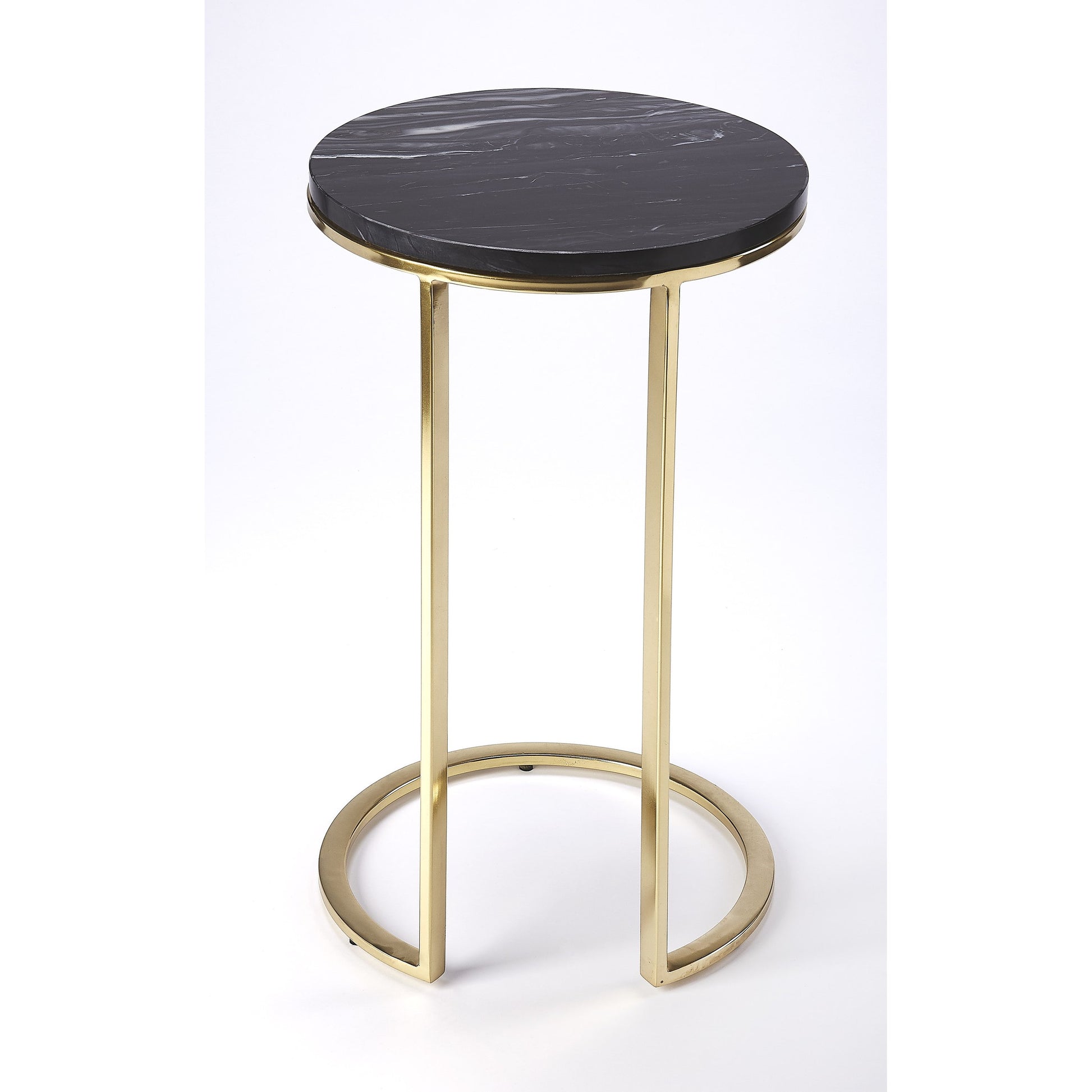 Martel Marble & Metal Side Table by Butler Specialty Company in multi-color and polished gold. Made from gold plated stainless steel, marble in a modern style.