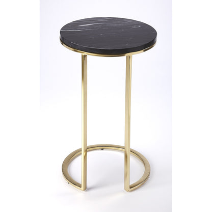 Martel Marble & Metal Side Table by Butler Specialty Company in multi-color and polished gold. Made from gold plated stainless steel, marble in a modern style.