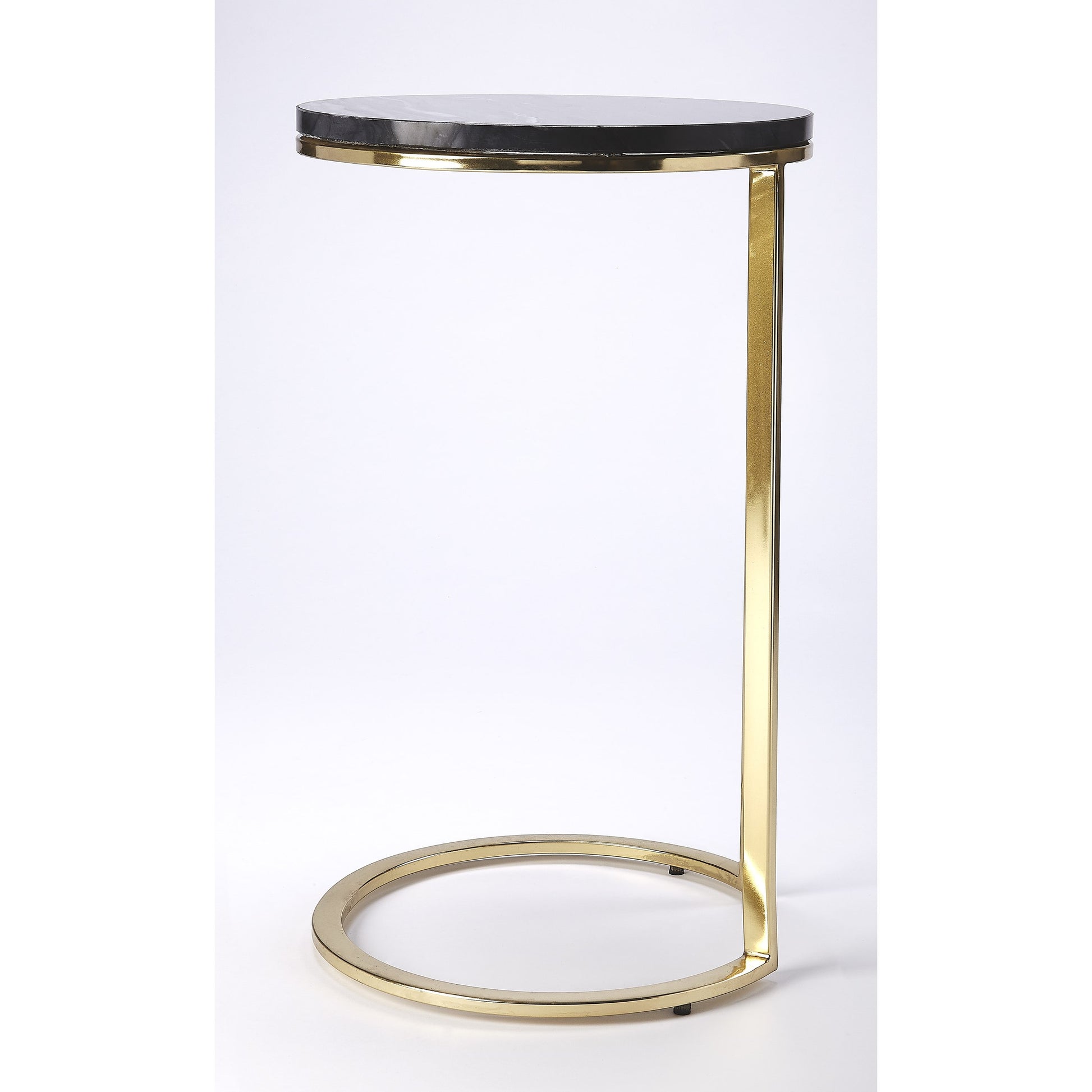 Martel Marble & Metal Side Table by Butler Specialty Company in multi-color and polished gold. Made from gold plated stainless steel, marble in a modern style.