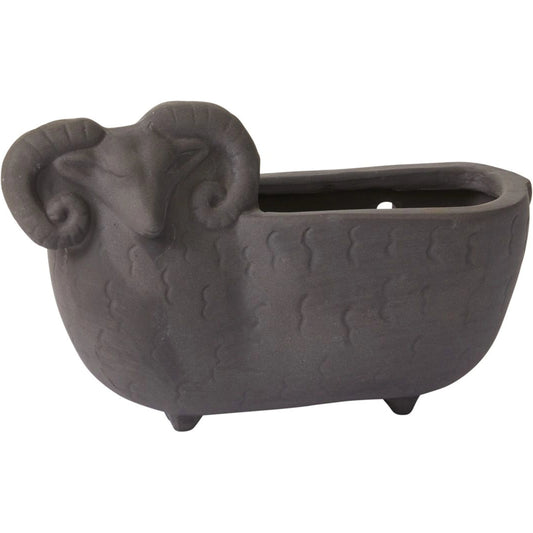 Bighorn Wall Planter by Accent Decor in black. Made from ceramic in a modern style.