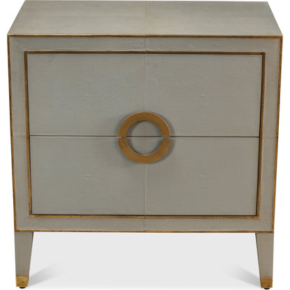 Leather Embossed Shagreen Night Stand by Sarreid Ltd. in gray and embossed shagreen leather grey. Made from mdf, leather in a cottage & farmhouse style.