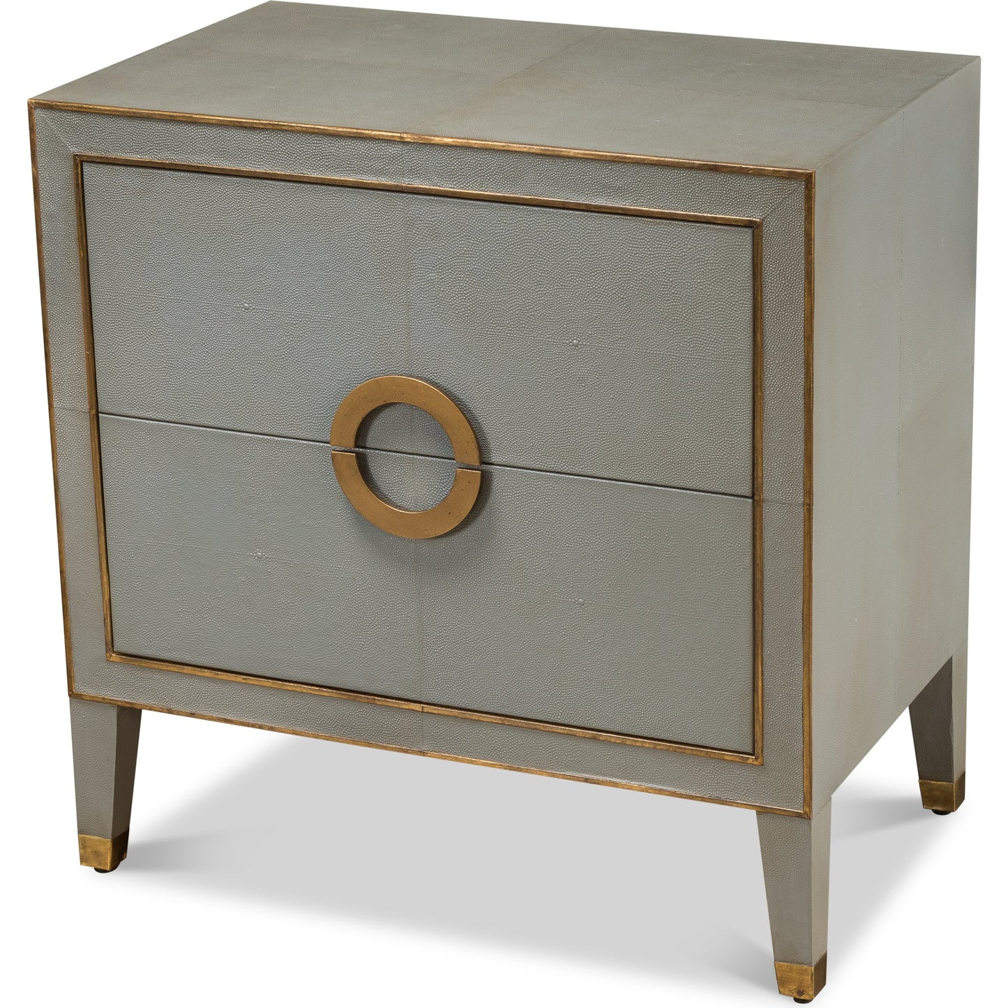 001 SR-857834 | Primary Silo | Leather Embossed Shagreen Night Stand by Sarreid Ltd. in gray and embossed shagreen leather grey. Made from mdf, leather in a cottage & farmhouse style.