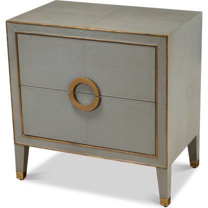 Leather Embossed Shagreen Night Stand by Sarreid Ltd. in gray and embossed shagreen leather grey. Made from mdf, leather in a cottage & farmhouse style.