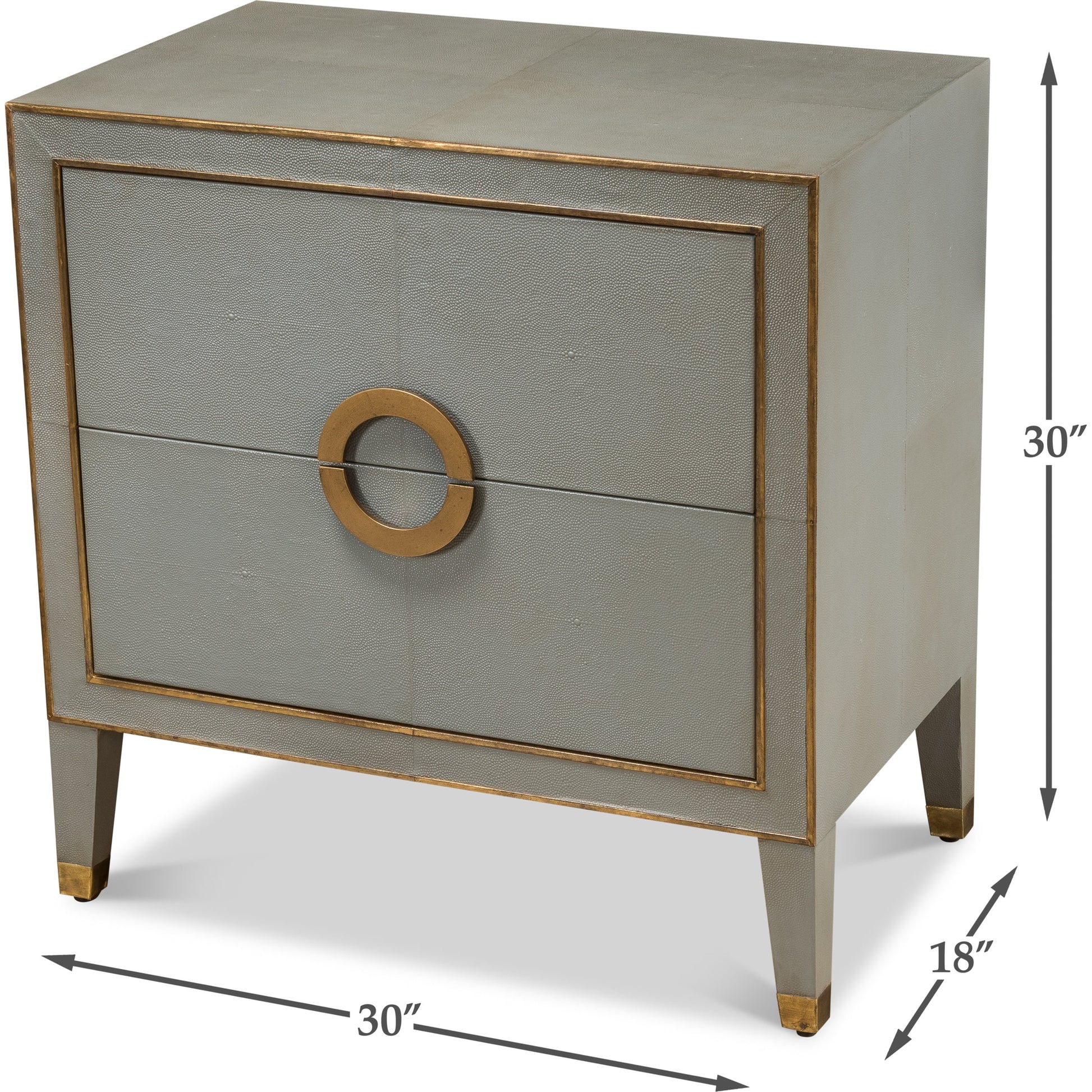 Leather Embossed Shagreen Night Stand by Sarreid Ltd. in gray and embossed shagreen leather grey. Made from mdf, leather in a cottage & farmhouse style.