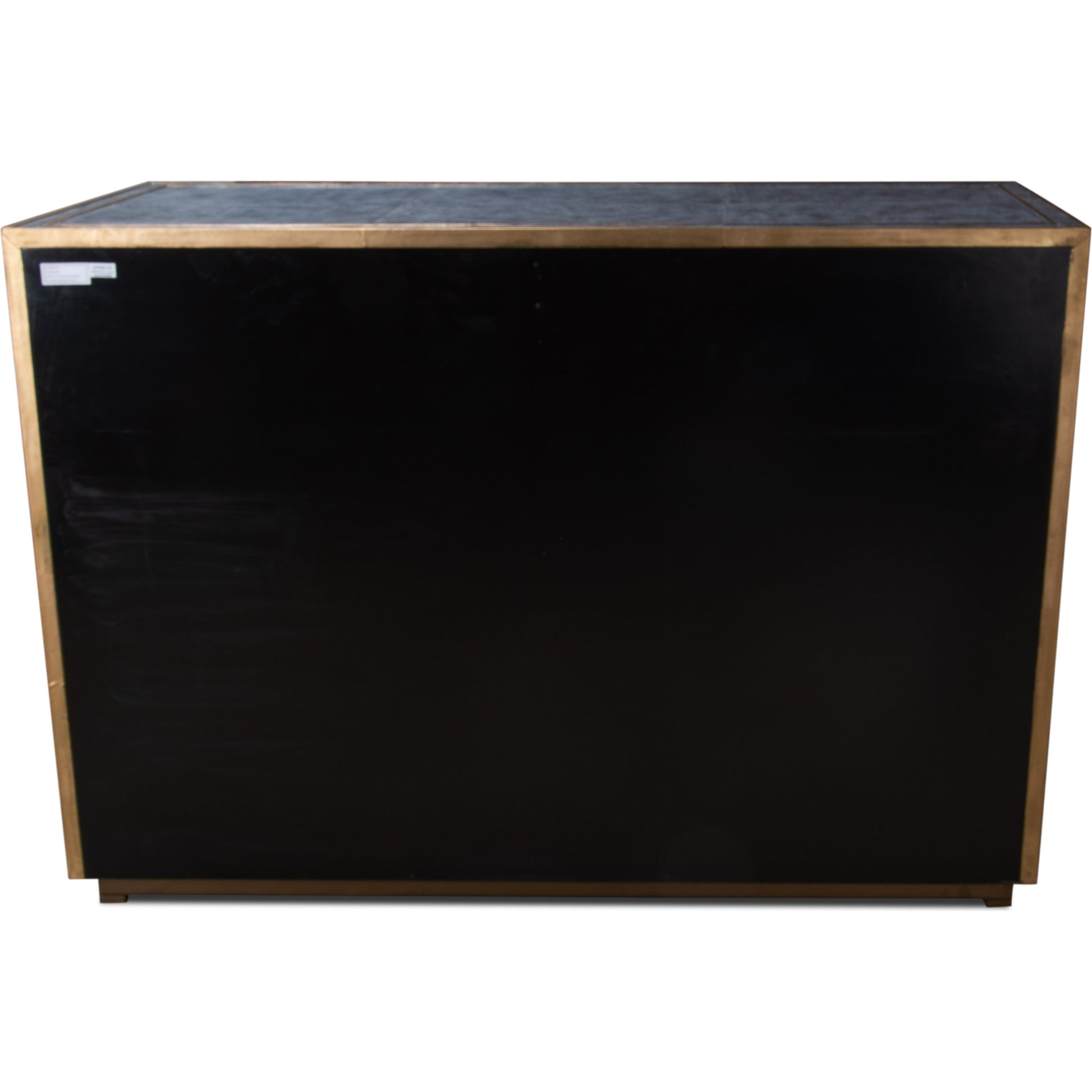 Bel Air Blue Leather Buffet by Sarreid Ltd. in black and riser base & interior nat.wood finish. Made from mdf, leather in a transitional style.