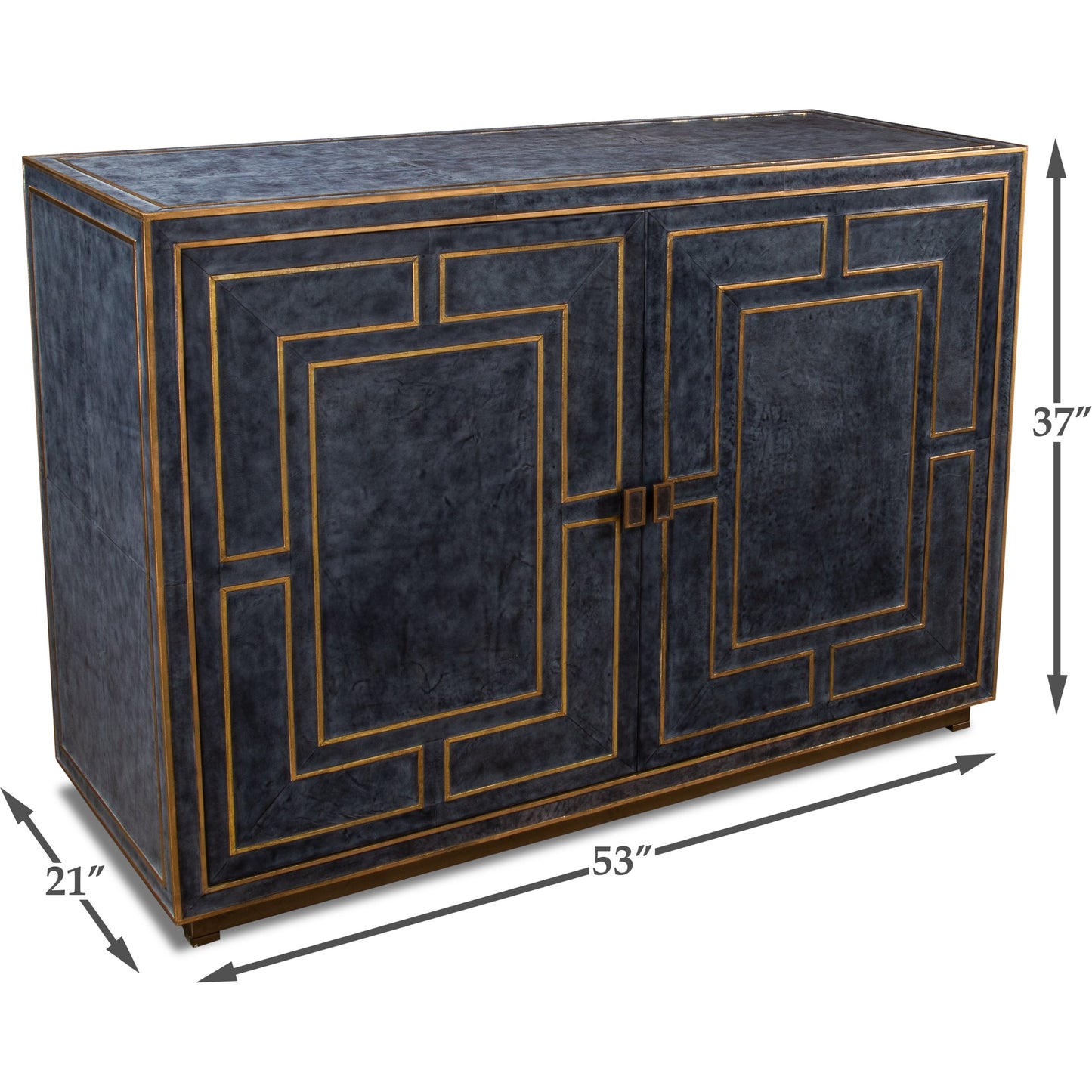 005 SR-857456 | Additional Silo | Bel Air Blue Leather Buffet by Sarreid Ltd. in black and riser base & interior nat.wood finish. Made from mdf, leather in a transitional style.