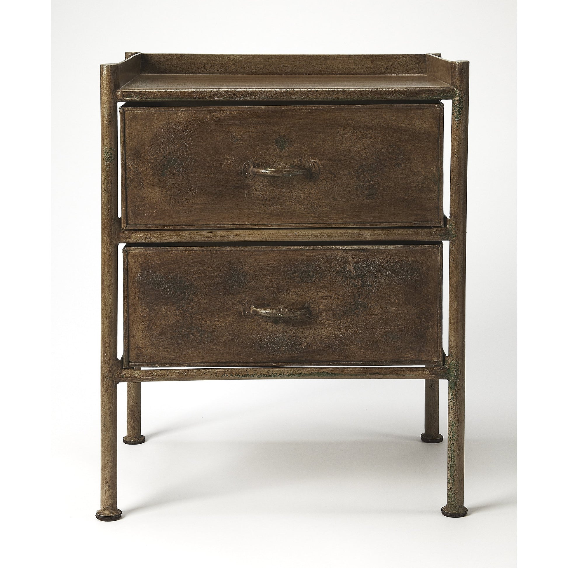 Cameron Industrial Chic Side Table by Butler Specialty Company in bronze and industrial chic. Made from iron in a modern style.
