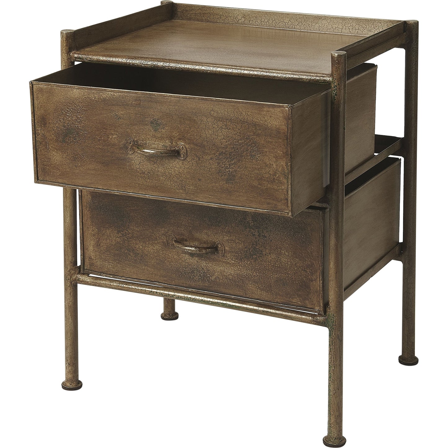 003 S-346170 | Closeup | Cameron Industrial Chic Side Table by Butler Specialty Company in bronze and industrial chic. Made from iron in a modern style.