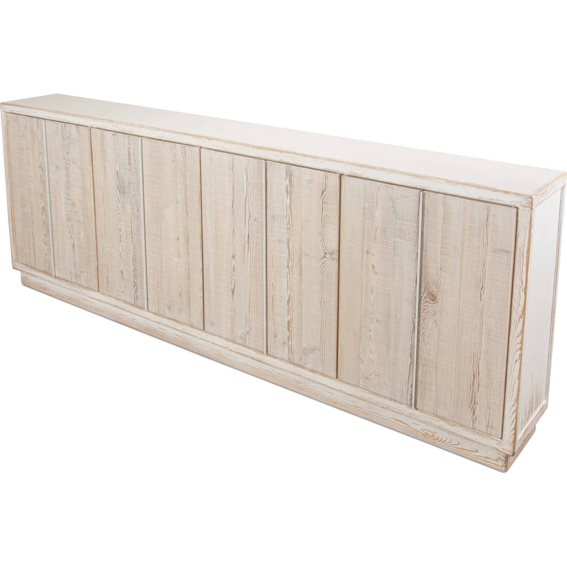 Long Hall Sideboard by Sarreid Ltd. in white and antique white finish. Made from solid pine in a transitional style.