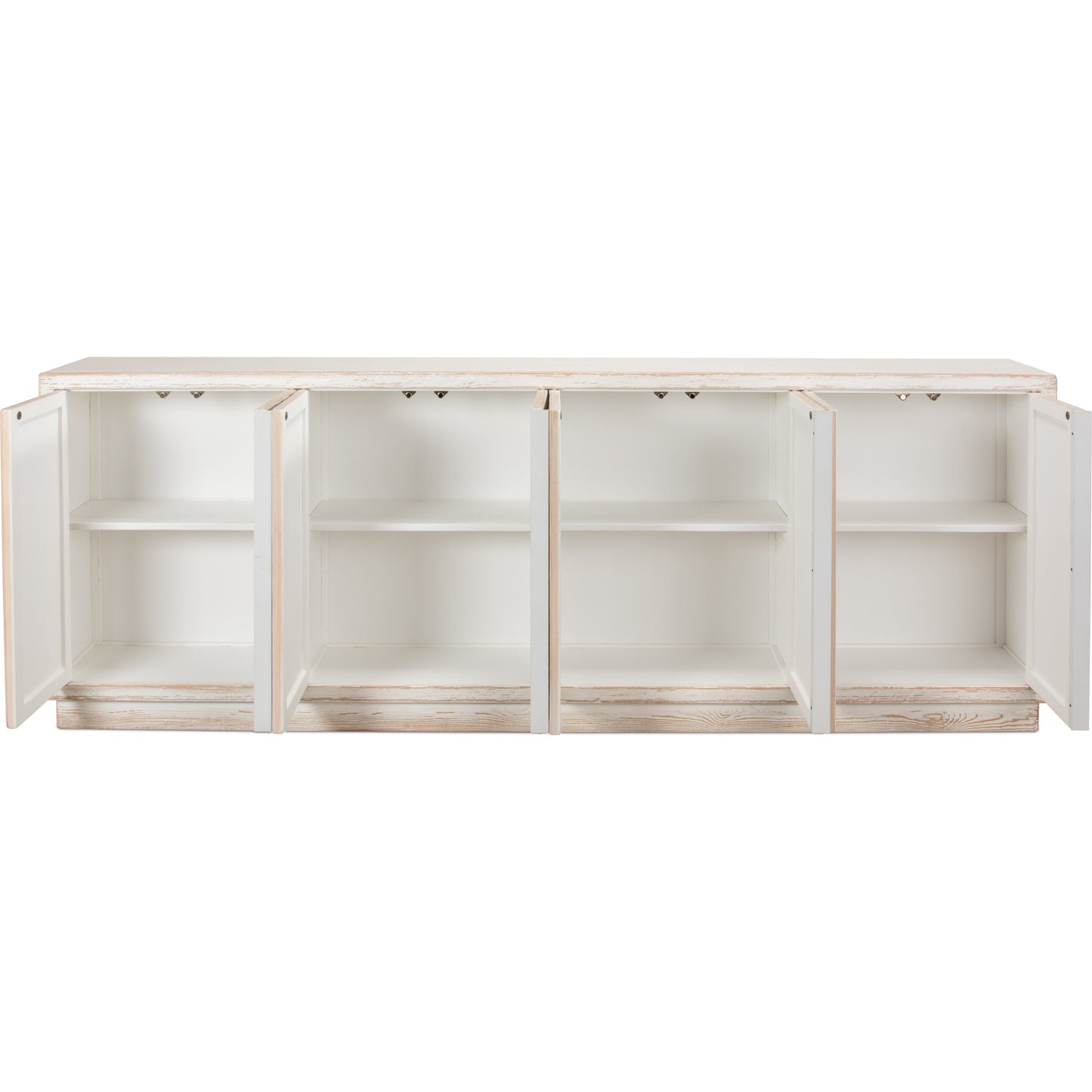 004 SR-857845 | Additional Silo | Long Hall Sideboard by Sarreid Ltd. in white and antique white finish. Made from solid pine in a transitional style.