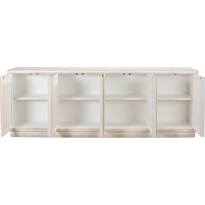 Long Hall Sideboard by Sarreid Ltd. in white and antique white finish. Made from solid pine in a transitional style.