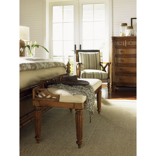 Plantain Bed Bench by Tommy Bahama Home in macadamia. Made from unique in a cottage & farmhouse style.