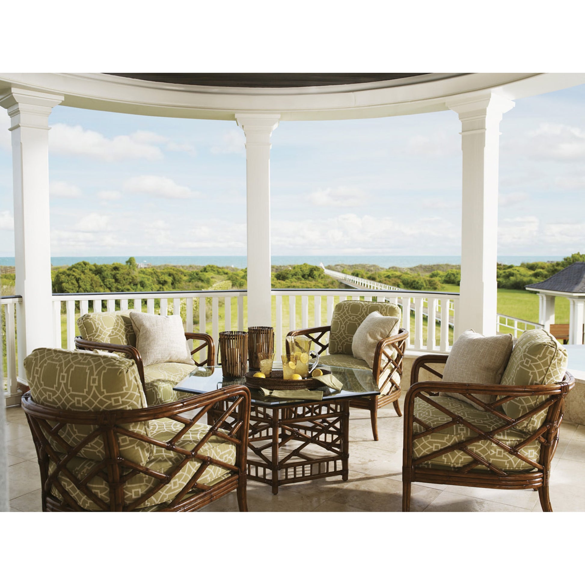 Key Largo Cocktail Table with Glass Top by Tommy Bahama Home. Made from unique in a coastal style.
