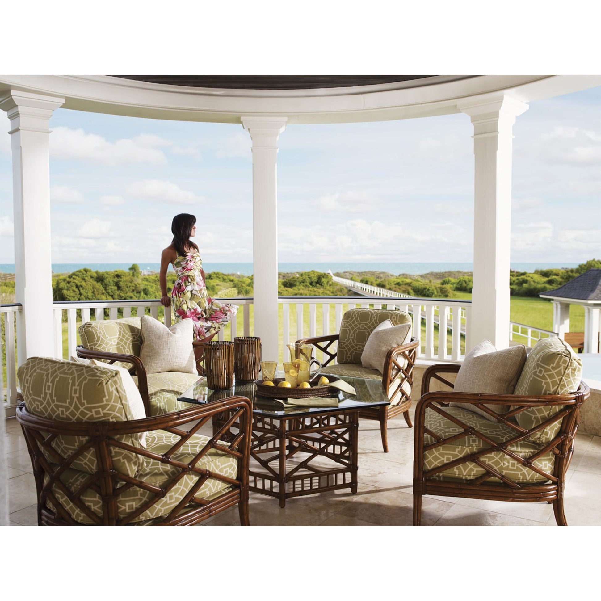 Key Largo Cocktail Table with Glass Top by Tommy Bahama Home. Made from unique in a coastal style.